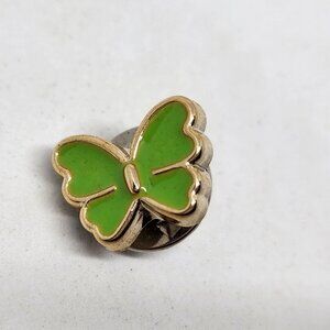 Butterfly Green Acrylic Pin Enamel Gold Tone Trim Button Size Accent Cute